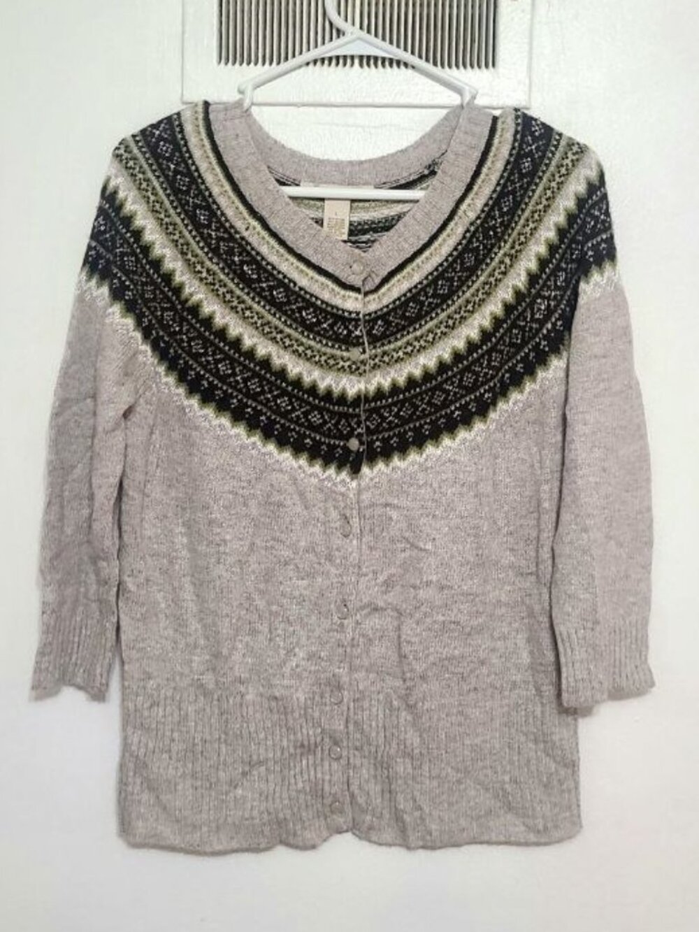 3/4 Sleeve Nordic Button‑Front